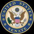 Unofficial US Senate seal. Features an eagle with arrows in one talon and an olive branch in the other.  Encircled by the words "United States Senate."