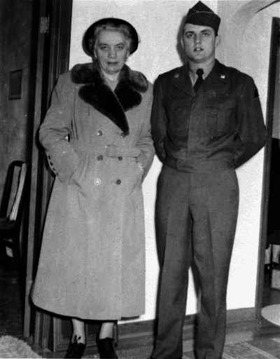Walter Mondale in military uniform with his mother