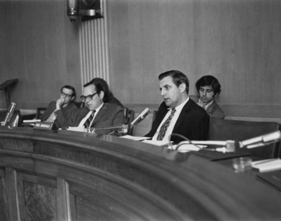 Walter Mondale speaking at Senate hearings on children and youth