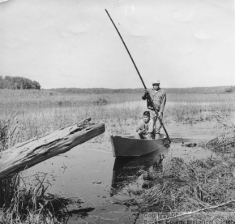 Two people on canoe