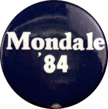 Blue "Mondale '84" button