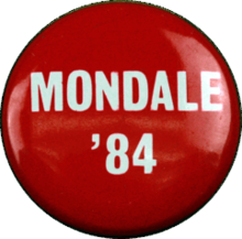 Red "Mondale '84" button