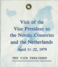 Travel Badge - Visit of the Vice President to the Nordic Countries and the Netherlands April 11-22, 1979. The Vice President.