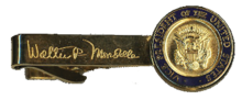 Tie Clasp with "Walter F Mondale" in script and Vice President of the United States seal